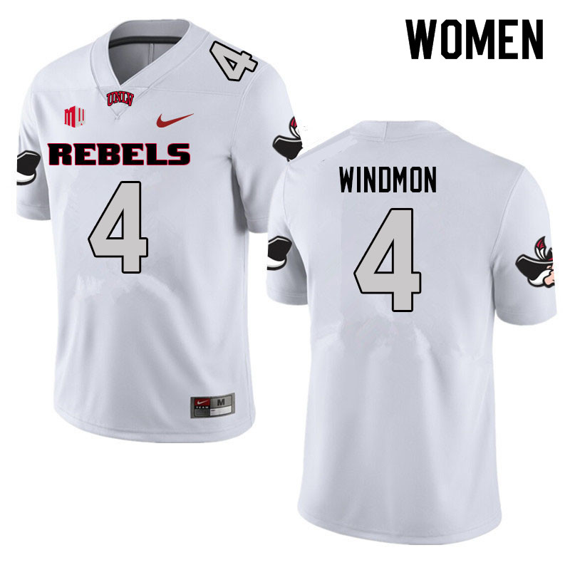 Women #4 Jacoby Windmon UNLV Rebels College Football Jerseys Sale-White - Click Image to Close